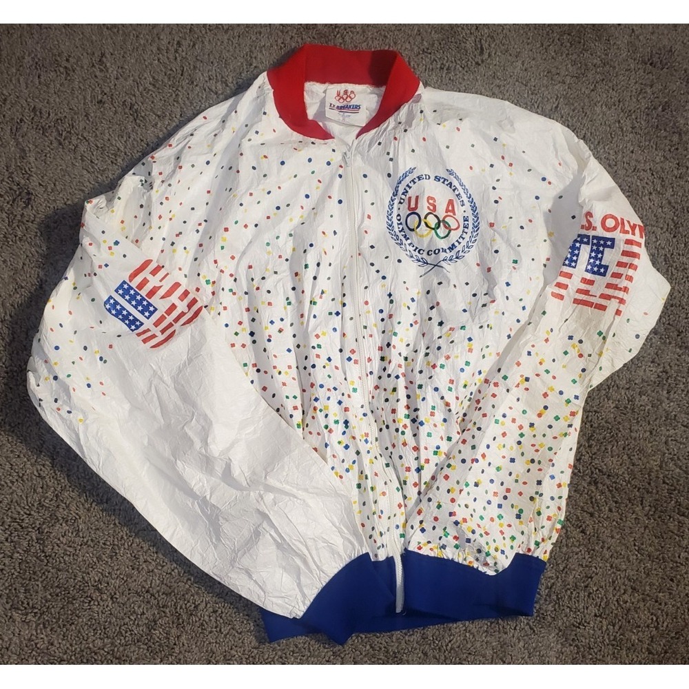 Ty-Breakers 1988 USA Olympic Jacket XL White Confetti Vintage